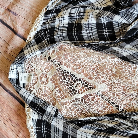 American rag- Plaid with lace cover up top - Picture 3 of 6